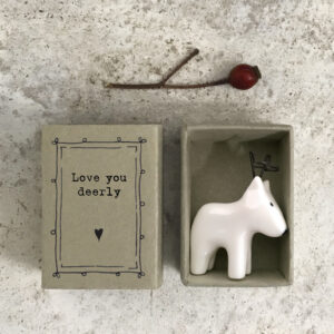 porcelain matchbox message reindeer love you deerly