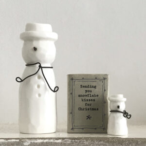 porcelain matchbox message snowman snowflake kisses